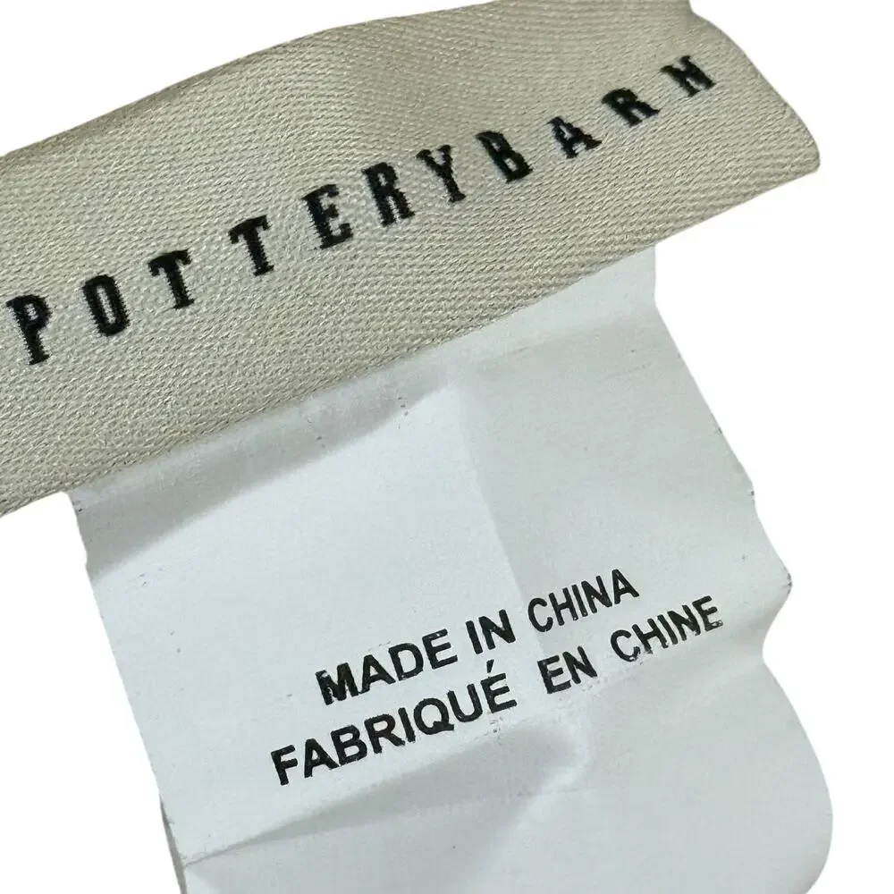 Pottery Barn 100% Linen Accent Pillow Cover Beige Jute Woven Trim 20x20